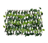 Besttoolifes Artificial Ivy Privacy Screen Fence Expandable Wooden Trellis Garden Barrier With Green Leaves For Backyard Patio Balcony Decoration Extendable Length 180Cm