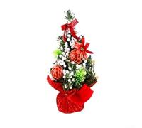 Besttoolifes Artificial Mini Christmas Tree, Pre-Decorated With Baubles, Ribbons And Flowers, 20Cm Tabletop Festive Decor For Home, Office, Party(A)