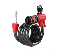 Besttoolifes Bicycle Lock With Key And Combination, Heavy Duty Thick Steel Cable Bike Lock, Waterproof Anti-Theft Security For Mountain Bikes, 120Cm Cycling Accessory(red)