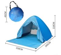 Besttoolifes blue, Beach Tent - Up Tent for 2 Adults or 3 Children, Foldable Outdoor Sunshade Tent with Silver-Coated Polyester Taffeta, Ventilated Mesh, Galvanized Stakes & Carry Bag