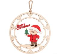 Besttoolifes Christmas Ornament Wooden Decoration, Festive Santa Claus Figure, European Style Craftsmanship, 10X10cm With Hanging Rope, Seasonal Home Office Decor(Four)