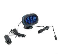Besttoolifes Digital Thermometer Voltmeter Clock with Overvoltage Undervoltage Alarm for Car Dashboard Installation
