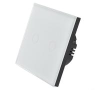 Besttoolifes Double Touch Switch 2 Gang 1 Way Capacitive Touch Light Switch for LED Lamp 86 Type Wall Switch Single Live Wire No Neutral Wire Required(White)