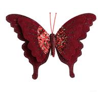 Besttoolifes Elegant Velvet Bow Clips Christmas Tree Decorations, Soft Flocked Fabric, Double Layer Design, Green Gold Pink, Seasonal Holiday Ornament Set(Wine Red)