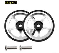 Besttoolifes Folding Bike Wheel for Brompton - Aluminum Alloy Replacement Easywheel with Sealed Bearing, 60mm Push Wheel Compatible with Brompton Folding Bicycle, 2-Pack(silver)