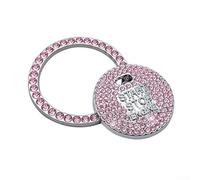 Besttoolifes For Crystal Ignition Switch Decor for Cars, Bling Pink Engine Button For Ring with Chrome Metal Trim and Sparkling Diamonds for Car Interior