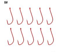 Besttoolifes For Shank Barbed Fishing Hooks Half of 10 for Barb High Carbon Steel Fishhooks Double Long Freshwater or Saltwater Angling Lasting Red Coating Sizes a Set Dozen for 14 (8)