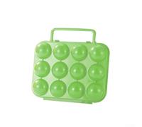 Besttoolifes Green, 12-Count Egg Storage Box for Camping, Picnic & Outdoor Use - ABS Plastic Carrier with Secure Lid and Handle, Compact 20 x 19.5 x 7 cm Portable Container