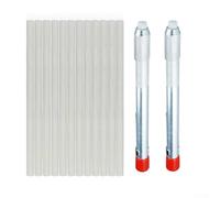 Besttoolifes Industrial Stone Pen with Bracket, Soapstone Marking Tool for Welding, High Resistant Steel Construction Layout Tool, Round Soapstone(2 Pieces + 12 core)