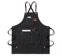Besttoolifes Kitchen Apron, Unisex Adjustable Cooking Apron With Pockets, Canvas Waterproof Apron For Cooking, Baking, Gardening, BBQ, Craft Working, Painting(Black)