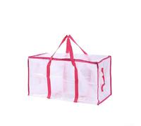 Besttoolifes Large Capacity Woven Storage Bag For Quilts, Blankets & Clothes - Transparent Heavy Duty Moving Tote With Handles, 69X36x38cm(69 * 36 * 38 pink trim)