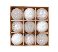 Besttoolifes Large Christmas Ornaments Tree Decorations, 9PCS Boho Shatterproof Christmas Ball Ornaments Set, 3.15 Inch Modern Hanging Ornament Bulk For Xmas Holiday Party Decor(White)
