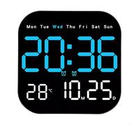 Besttoolifes Large LED Digital Wall Clock Silent With Temperature Date Day Display Remote Control Countdown Timer For Bedroom Kitchen Office Wall(blue)