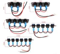 Besttoolifes LED Switch Panel, 12V DC, IP67 Waterproof, ABS + Aluminum Construction, Blue Illuminated Buttons for Marine, RV, and Automotive Use(6 BLUE)