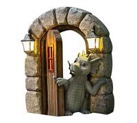 Besttoolifes Lovely Courtyard Dinosaur Sculpture Wall Decoration, Garden dragon ornaments, resin dragon sculptures, Outdoor Statue Little Dragon Meditating