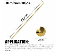 Besttoolifes Low Brass Welding Rod 10 Pcs, for Tin Silicon Alloy Soldering Material for Copper and Steel, Cold Welding Without Flux, Lightweight Portable(50cmx2.0mm)