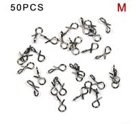 Besttoolifes M, Stainless Steel Fly Fishing Snap Hooks - 50-Piece Assortment of Quick-Change Connectors for Fly Tackle, Sizes S (5mm), M (8mm), L (11mm), Resistant
