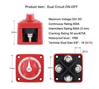 Besttoolifes Marine Battery Isolator Switch, 2/3/4-Position Heavy-Duty 100A-300A, 12V-48V Compatible, Tinned Copper Studs, ABS Housing for Boats(DUAL CIRCUIT)