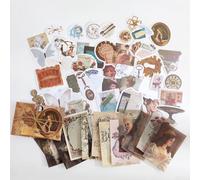 Besttoolifes Material Collage Kit for Scrapbooking and Paper Crafts, Creative Handbook Art Supplies with Retro Stationery Design, 60-Pack Handmade Craft Stickers(Type B)