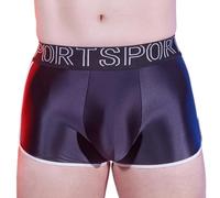 Besttoolifes Men Shiny Underwear Low Waist Boxer Shorts Sport Trunks | U Convex Pouch, Glossy Athletic Letter Print Briefs, High Elastic Nylon Sleep Underpants