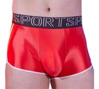 Besttoolifes Men Shiny Underwear Low Waist Boxer Shorts Sport Trunks | U Convex Pouch, Glossy Athletic Letter Print Briefs, High Elastic Nylon Sleep Underpants