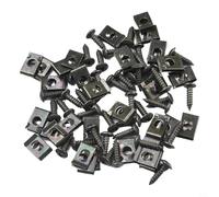 Besttoolifes Metal Screw Threading Fastener U Type Clip for Cars, Motorcycles, Trucks - 40 Pack with Self-Tapping Screws, 6mm Hole Width, Iron Construction, Black