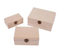 Besttoolifes Natural Wooden Square Keepsake Box, Wooden Storage Box, Wood Box with Lid for Craft, Wooden Keepsake Box, Wood Keepsake Memory Craft Chest For Wedding And Christening, (S+M+L)