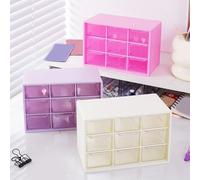 Besttoolifes Nine-Grid Dustproof Jewelry Storage Organizer Box with Small Drawer Divider, Plastic Desktop Compartment Tray for Rings, Earrings, Accessories(Pink)