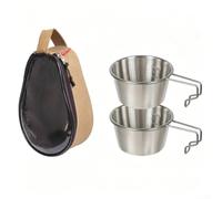 Besttoolifes Outdoor Hiking Snow Bowl Set 2pc Stainless Steel Lightweight | Space-saving foldable structure, rust-resistant material, ergonomic handles, 19.5x13x6.5cm, easy clean
