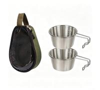 Besttoolifes Outdoor Hiking Snow Bowl Set 2pc Stainless Steel Lightweight | Space-saving foldable structure, rust-resistant material, ergonomic handles, 19.5x13x6.5cm, easy clean