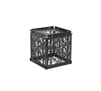 Besttoolifes Outdoor Hollow Lampshade Camping Lantern Shade, Cast Iron Lamp Cover for 38 Light String Adapter, Black Hollow Design Lantern Part, Star String(Hollow lampshade)