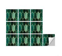 Besttoolifes Peel And Sticker Wall Tiles, Sticker On Tiles Square Tile Stickers, Water Resistant Art Deco Backsplash For Kitchen Bathroom, Holographic Emerald Green Tile