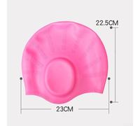 Besttoolifes Pink, Silicone Swim Cap for Adults with Ear Pockets and Ripple Texture - Extra-Large Fit for Long Hair, Waterproof & Warm Swimming Hat - Black/Blue/Pink/White/Grey
