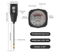 Besttoolifes Portable Soil pH Tester for Garden and Farm Use | pH and Moisture Meter with Metal Sensor Probe | Compact Testing Tool for Outdoor Plants, Lawn(15cm)