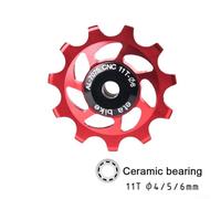 Besttoolifes Rear Derailleur Pulley Wheel 11t Aluminum Alloy 7075 with Ceramic Bearing for Smooth for Shifting Plus Durability Compatible Having 7/8/9/10 Speed (Red)