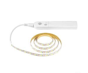 Besttoolifes Rechargeable Motion Sensor LED Strip Light, Wireless LED Stair Lights, Battery Powered LED Strip Lights, Warm White Closet Light for Bed, Pantry, Counter, Cupboard(Warm light-3M)