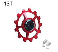Besttoolifes Red13T, Aluminum Alloy Rear Derailleur Pulley Wheel with Ceramic Bearings for Road and Mountain Bikes - 11T to 17T, 4mm/5mm Spacing, Lightweight 9.1-15.2g
