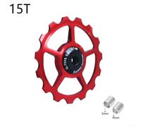 Besttoolifes Red15T, Aluminum Alloy Rear Derailleur Pulley Wheel with Ceramic Bearings for Road and Mountain Bikes - 11T to 17T, 4mm/5mm Spacing, Lightweight 9.1-15.2g