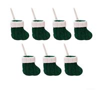 Besttoolifes Set of 7 Christmas Stockings, Cloth Festive Green Red Rosy White for MINI Socks, Ornament for Tree Doorway Holiday Decoration, 11x7x10cm(green)