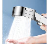 Besttoolifes Shower Head with Stop Button, Water-Saving Pause Function, ABS Construction, 3-Way Spray Modes, Low-Pressure Boost, for Modern Bathrooms