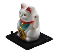 Besttoolifes Solar Waving Lucky Cat Ornament, Automatic Plastic Fortune Figure For Car Dashboard Home Office Decor(Wanliang-White)