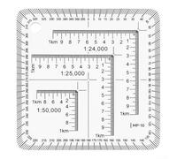 Besttoolifes Square Military Map Coordinate Scale Protractor Map For Land Navigation, Flexible Map Scale Protractor For Construction Engineering Surveying