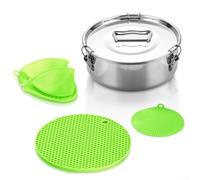 Besttoolifes Stackable Steamer Insert Pans With Sling For Pot Accessories - Pot In Pot, Baking, Casseroles, Lasagna Pans, Food Steamer For Pressure Cooker, Interchangeable Lids
