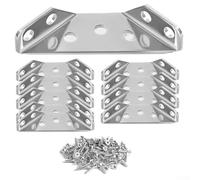 Besttoolifes Stainless Steel Angle Bracket for Furniture Corner Connector | Thickened Multifunctional Three-Side Fixing Hardware | 10 Pack with Screws