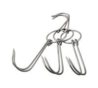 Besttoolifes Stainless Steel Meat Hooks Double Hook Design Roast Duck Hooks BBQ Grill Hangers Food Grade Steel Butcher Shop Equipment High Temperature Resistant Kitchen(A)