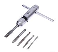 Besttoolifes Tap Wrench Set Adjustable T Handle Ratchet Tap Re-Threading Tool M3-M8 Metric Metal Hand Thread Taps For Tap And Die Sets(7pcs set)