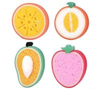 Besttoolifes Thick Fruit Shaped Sponge Dish Scrubber Set for Kitchen Cleaning, Non Scratch Heavy Duty Scourer with Soft Grip, Cute Multi Purpose Cleaning Pads