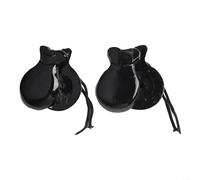 Besttoolifes Traditional Spanish Castanets 2 Pairs Hand Percussion Instrument Wood Material Flamenco Dancing Accessories For Adult Beginners Performance Practice(Black)
