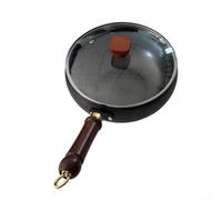 Besttoolifes Uncoated Iron Frying Pan Hand Forged Big Belly Pot Versatile Cooking Vessel For Simmering And High-Heat Frying Black(28cm pot+glass lid)