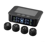 Besttoolifes Wireless Solar Powered TPMS for Cars, 4-Sensor Tire Pressure System with Color LCD Display, IP67 Waterproof Sensors, Compatible with Most Vehicles(EN VOICE PROMPT)